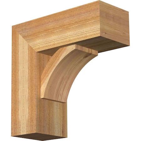 Ekena Millwork Thorton Block Rough Sawn Bracket w/ Offset Brace, Western Red Cedar, 8"W x 20"D x 20"H BKT0806X20X20THR05RWR